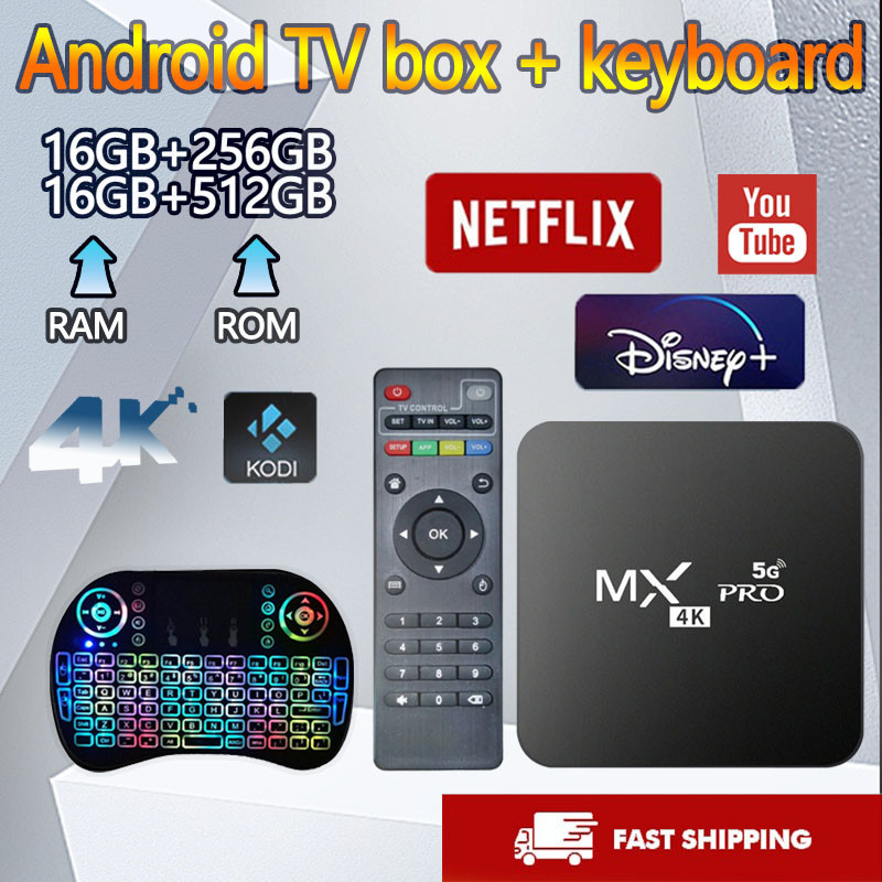 2024 Latest Android Box 4K TV Box Keyboard16gb Ram 512gb Rom TV BOX 2.4G Wifi Smart Tv Box Unlock Tv