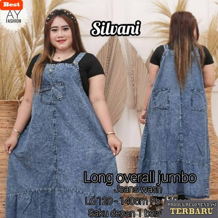 rok wanita kekinian Long Overall Jumbo Snow Jeans - Jumpsuit Jeans Jumbo Wanita - Rok Kodok Wanita -