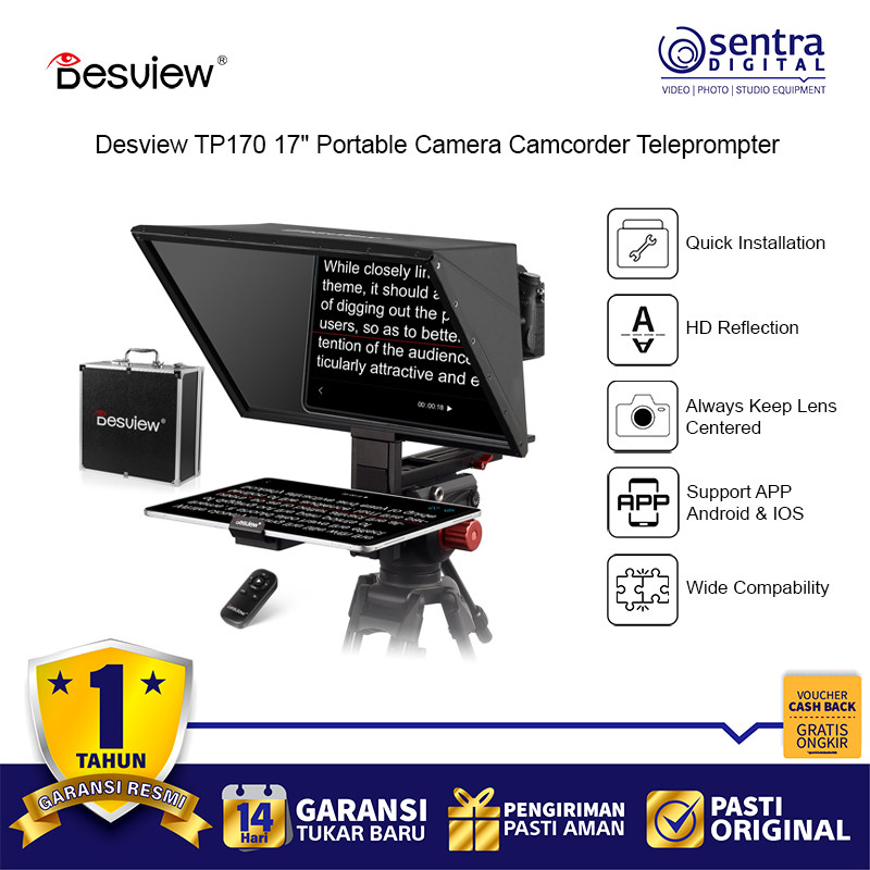 Desview TP170 17" Portable Camera Camcorder Teleprompter