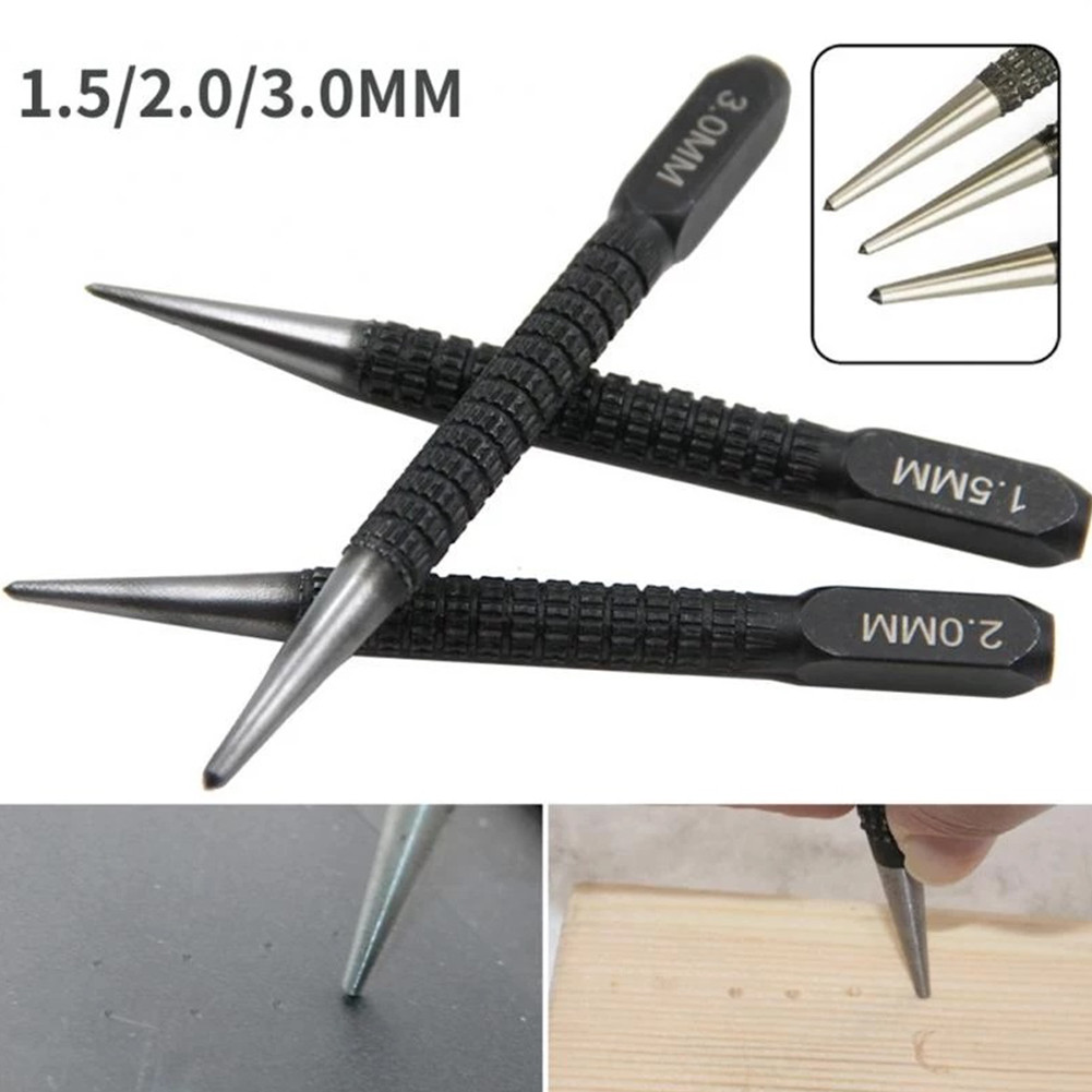 

Brand New Center Punch Marking 1.5/2/3mm Alloy Steel Drilling Hand Tools Hole Metal Non-Slip Pointer Positioning