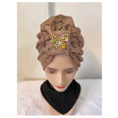 Turban Pesta brukat kupu Turban Instan dewasa brukat Turban mewah Ciput turki premium