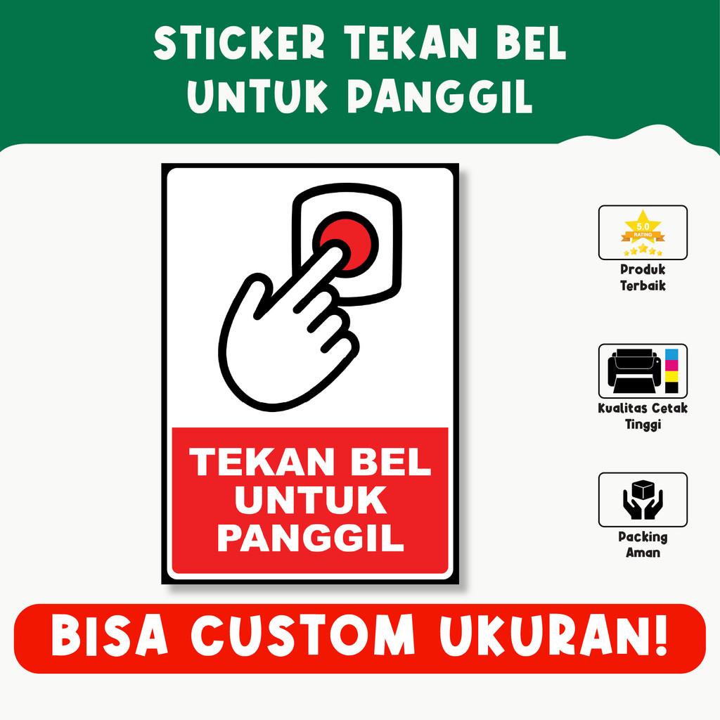

Sticker Tekan Bel Untuk Panggil – Tahan Air, Vinyl Premium, Custom