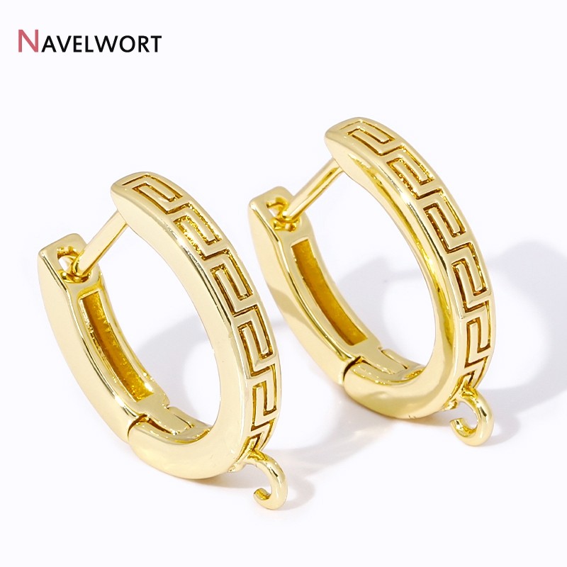 18K Gold Plated Brass Shvenzy Stripe Earring Hooks Earwire Fixtures Basic Fasteners,Hypoallergenic E