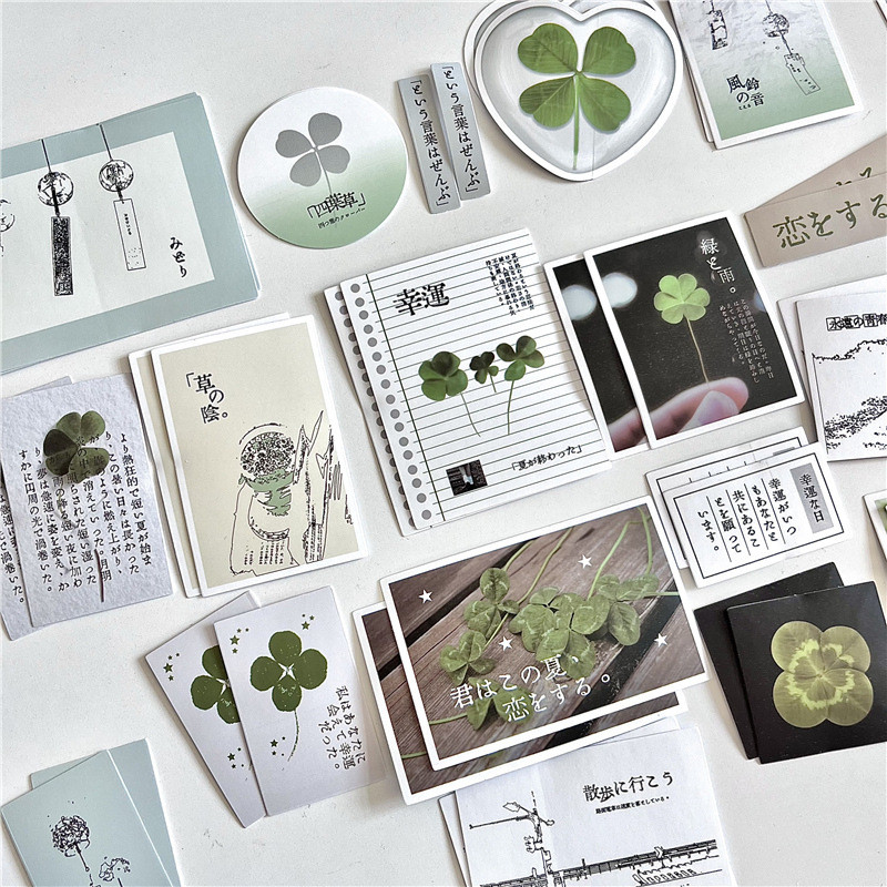 

Steve 42pcs y2k four-leaf Clover Special Series Sticker Pack Photo Card Packaging Material Jounal Decoration Material Sticker