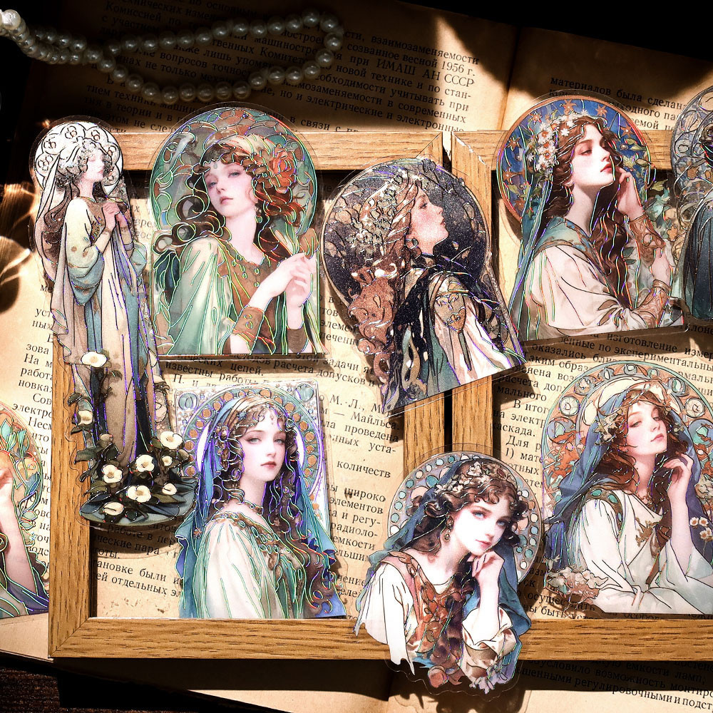 

10pcs/pack Romantic Fantasy Girl Stickers PET Materials DIY Scrapbooking Art Collage Stationery Planner Decor Diary Stickers