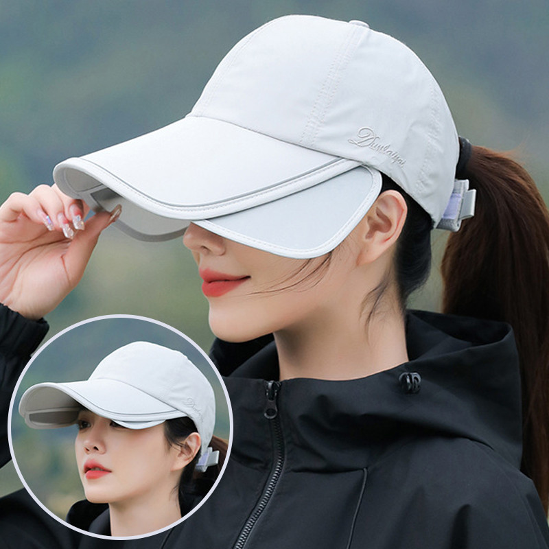 Retractable Wide Brim Baseball Cap Women UV Quick-Drying Waterproof Sun Protection Hat Outdoor Sport