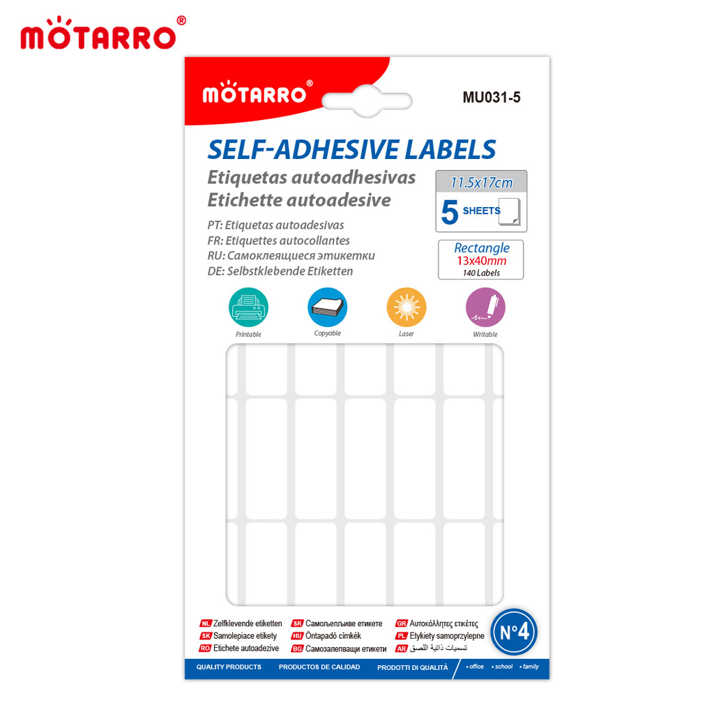 

MOTARRO 5 Sheets/Pack 13*40mm Paper Self Adhesive Sticky White Label Name Stickers Blank Note Label Bar DIY Stationery Sticker