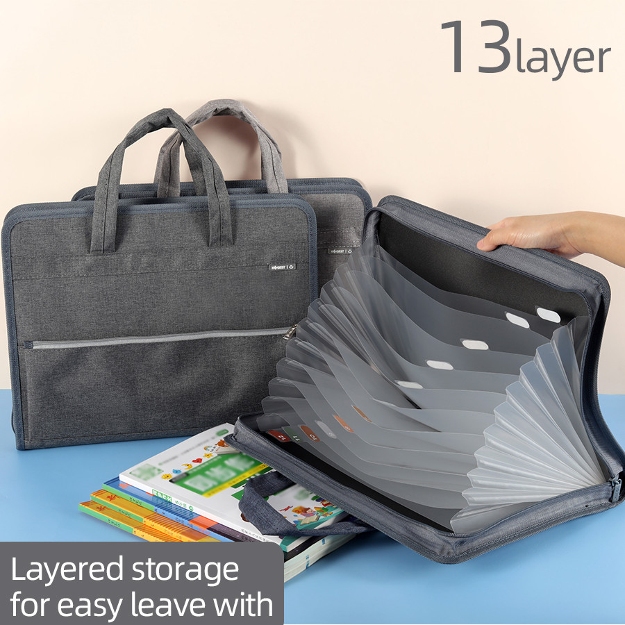 

External Pocket Document Bags Large Capacity Portable Canvas Organ Bag A4 Folder Multilayer Storage & Sorting