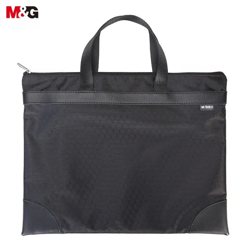 

M&G Stationery A4 Blue/black Pattern Portable Conference Bag Large Capacity Business Zipper Bag Information Bag File Bag 1pc