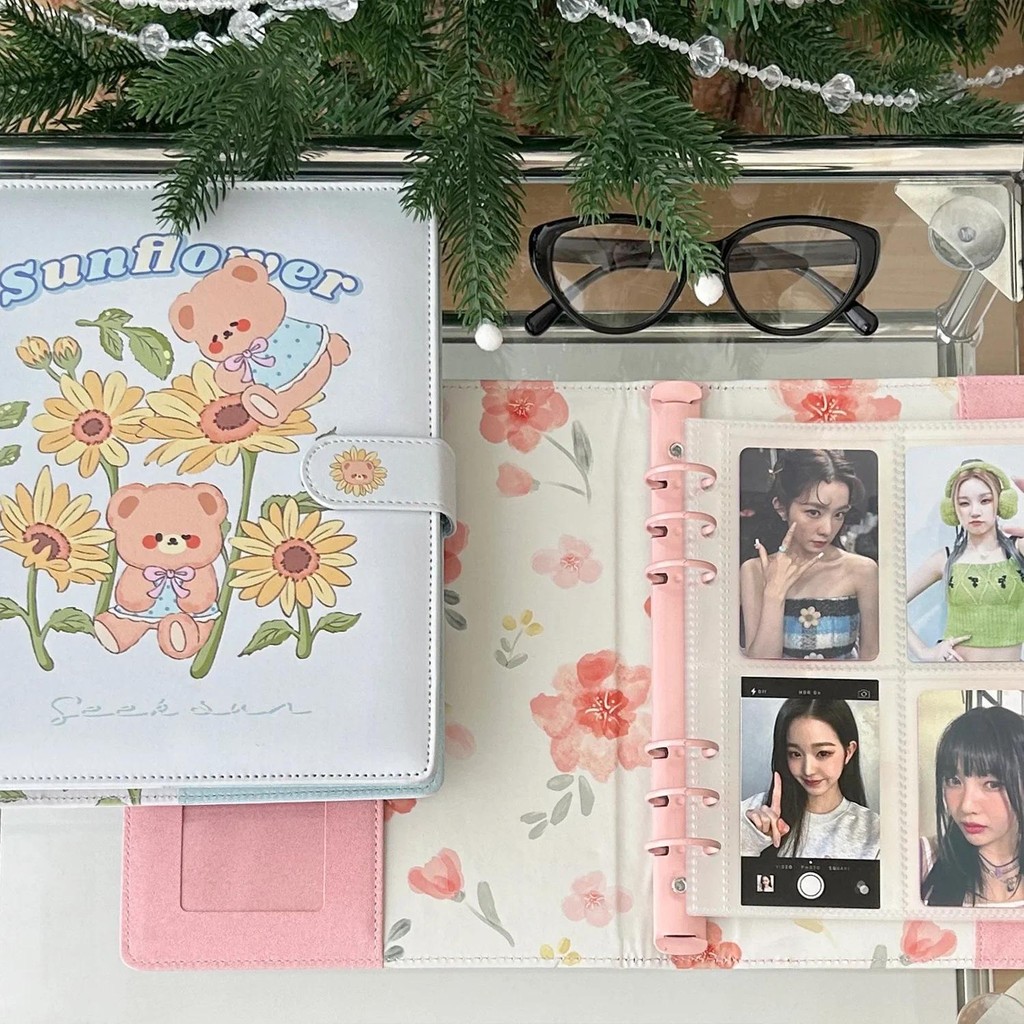 

A5 PU Loose Leaf Photo Album Rose Meow DIY Binder Photocards Collect Book Diary Agenda Planner DIY Cover Album Stationery