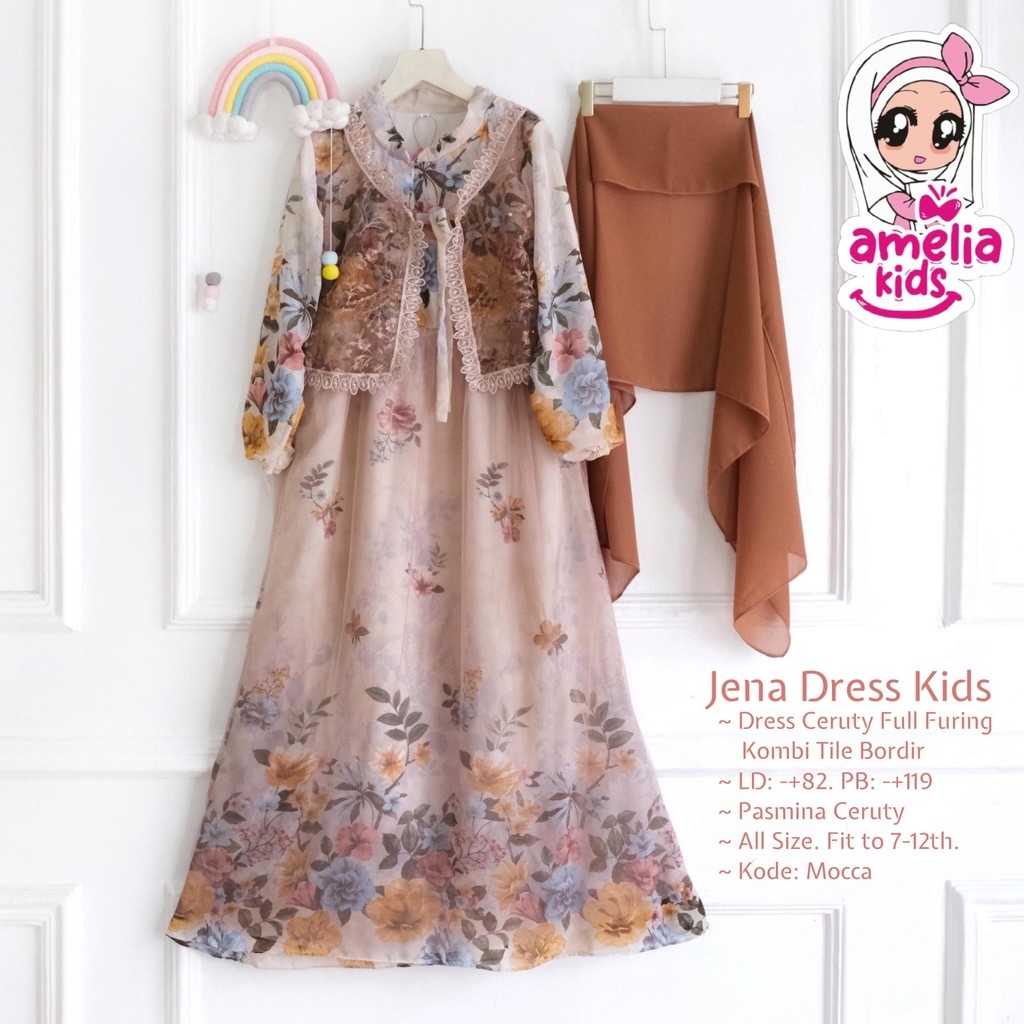 Gamis anak Jena/ setelan anak perempuan/ baju muslim anak perempuan terbaru/ dress anak perempuan/dr