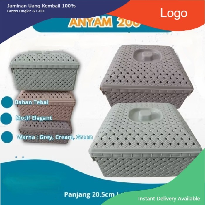 Wakul Anyam 200 MONO+ TUTUP Keranjang Anyam Hajatan Segi Plastik Serbaguna - Wadah