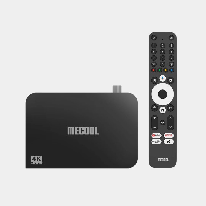 Mecool KT2 Hybrid TV Box 4K, Prosesor Amlogic S905Y4, RAM 2GB DDR4, Storage 32GB eMMC, Dual Band Wi-Fi, Bluetooth 5.0, Android TV 11