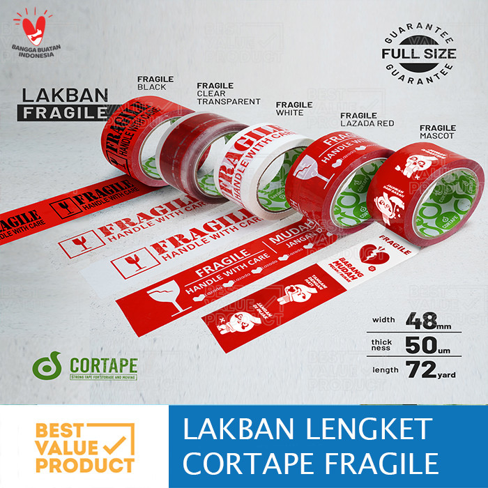

ISOLASI / SELOTIP / LAKBAN FRAGILE JANGAN DIBANTING 48MM 2INCH - MERAH HITAM