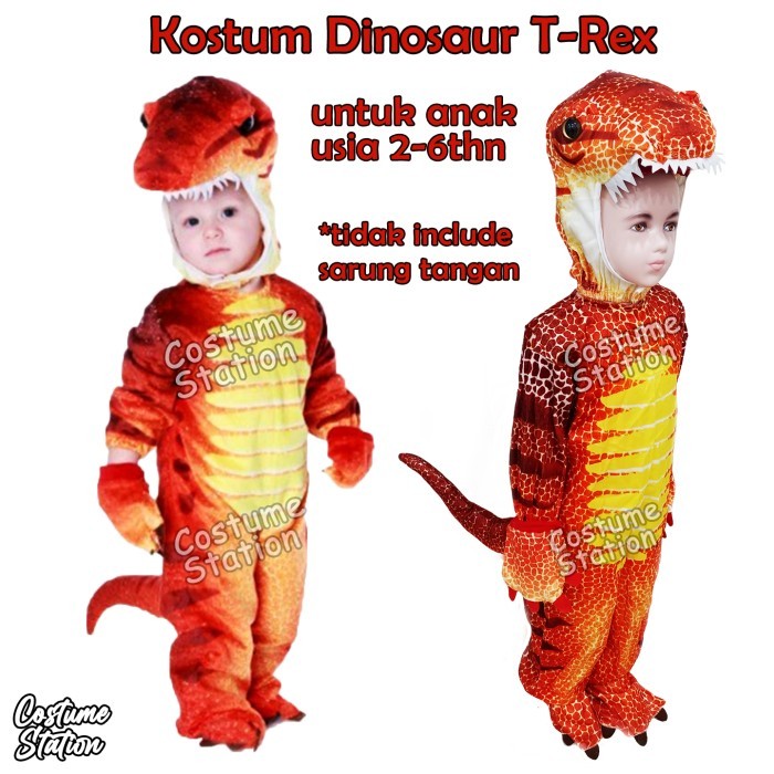 Kostum Dinosaur T-rex / Costume Dinosaurus Red T rex - S