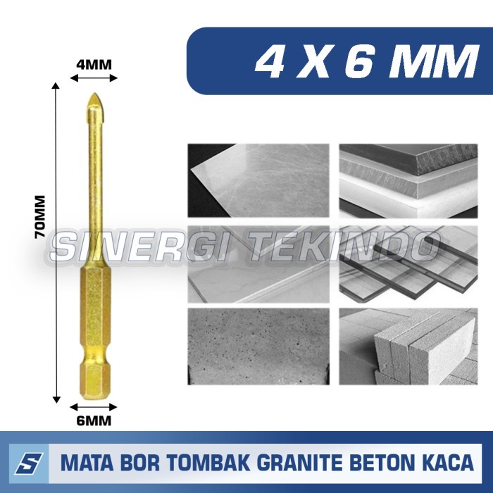 Mata Bor Tombak 4mm As 6mm Gold Bor Kaca Keramik Granite Beton Kayu