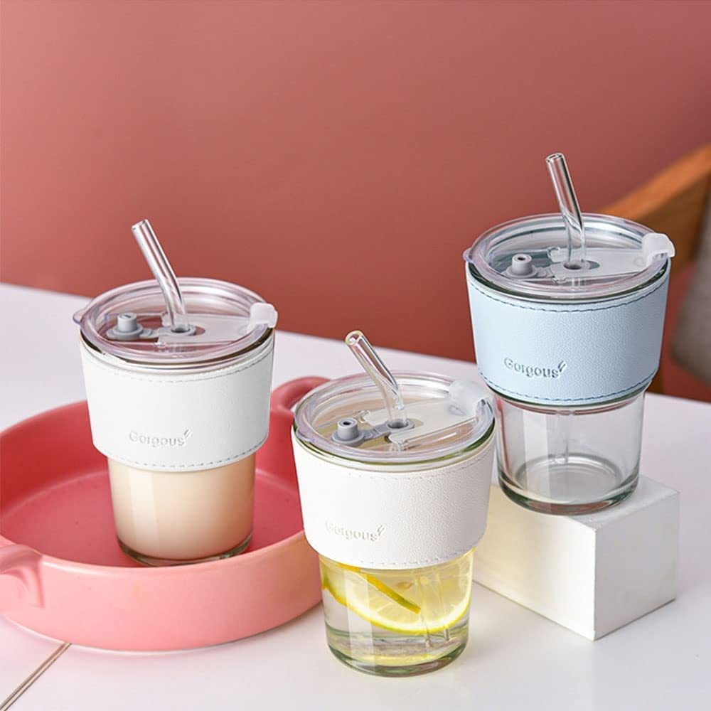 Gelas Estetik Tumbler Aesthetic Gelas Gorgeous Gelas Kaca Tutup Free Sedotan