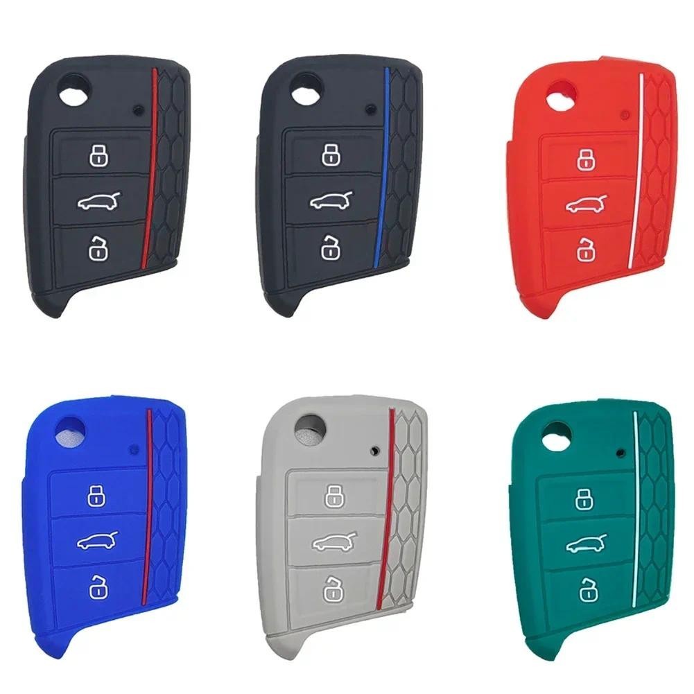 

Car Key Cover Case Silicone Shell For VW Golf 7 MK7 VII Tiguan Polo Skoda Octavia A7 Kodiaq Seat Ateca Leon 3 Button