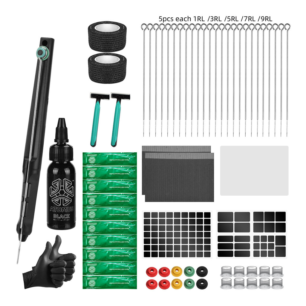 

Stick and Poke Tattoo Kit 3D Handpoke Tattoo Kit Stick n Poke Kit 1/2/5/7/9RL Stainless Steel Tattoo Needles Supplies