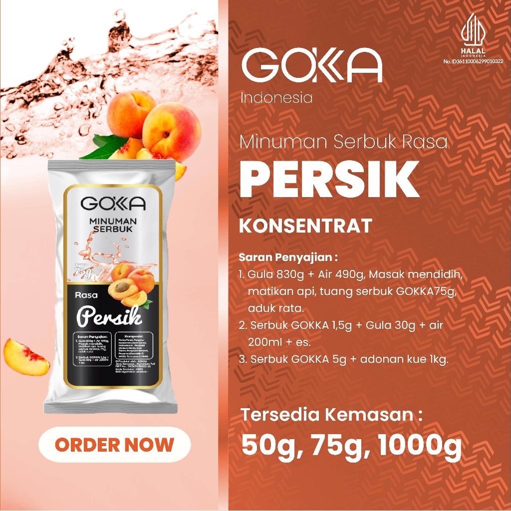 

Gokka Minuman Bubuk / Powder Minuman Rasa Persik Kemasan 50gr