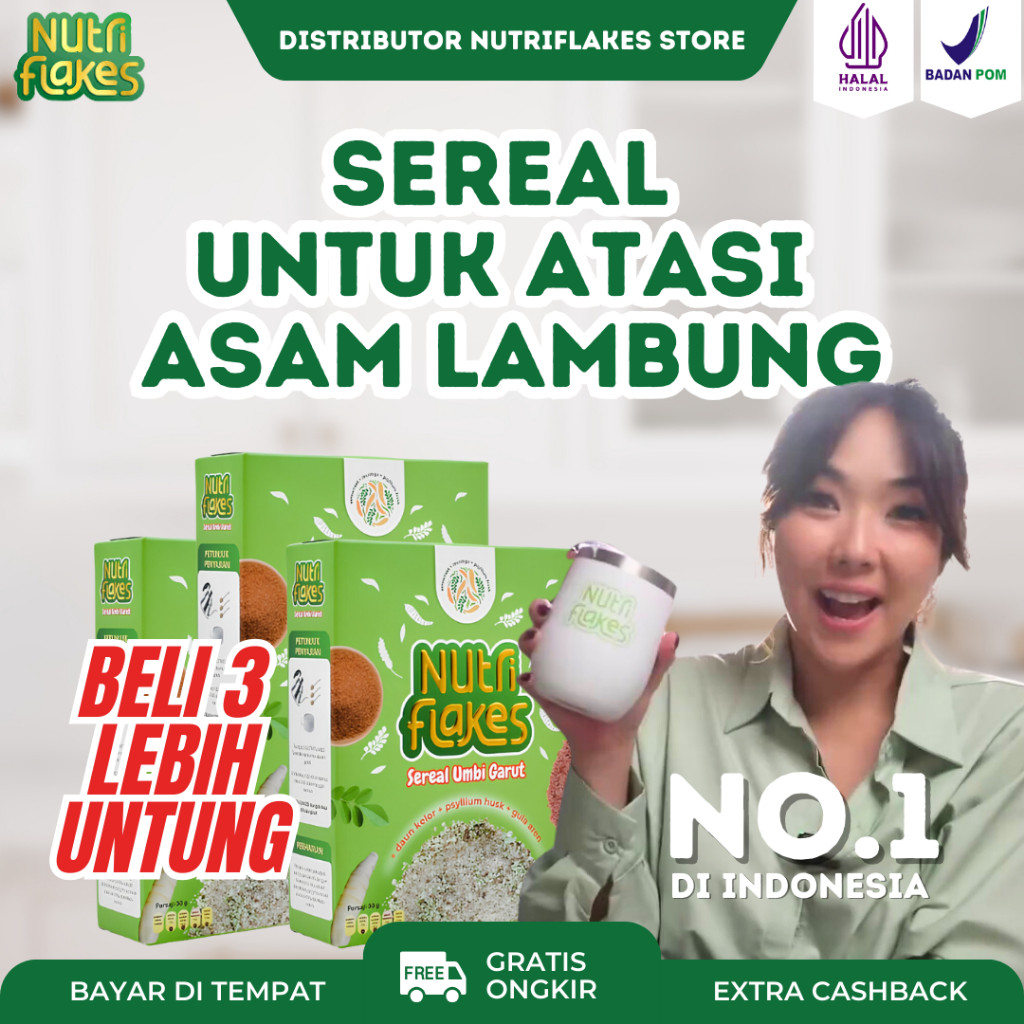

[GAJIAN SALE] Nutriflakes - Sereal Umbi Garut untuk Atasi Maag, Gerd dan Asam Lambung