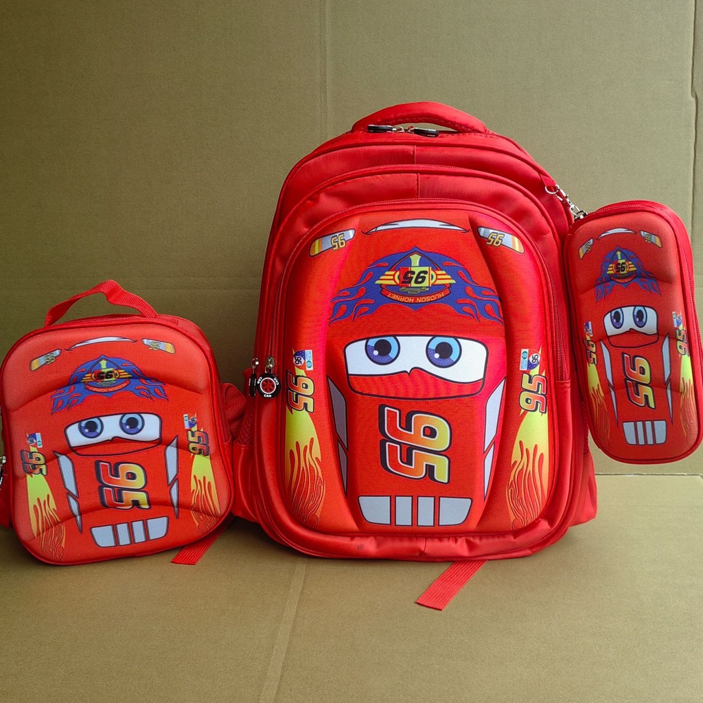 

3pcs Lightning Mcqueen Backpack Disney Cartoon Kids Schoolbag Boys Anime Backpack The Cars Shoulder Bag Children mochila GiftS