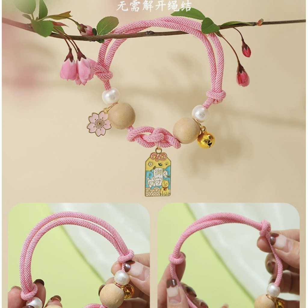 Kalung Kucing Rantai Candy Lonceng Motif Japan / Kalung Kucing Anjing Anti Kutu & Serangga Premium