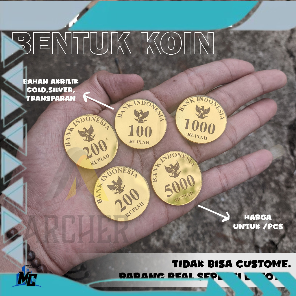 REPLIKA UANG KOIN UNTUK HIASAN MAHAR AKRILIK EMAS