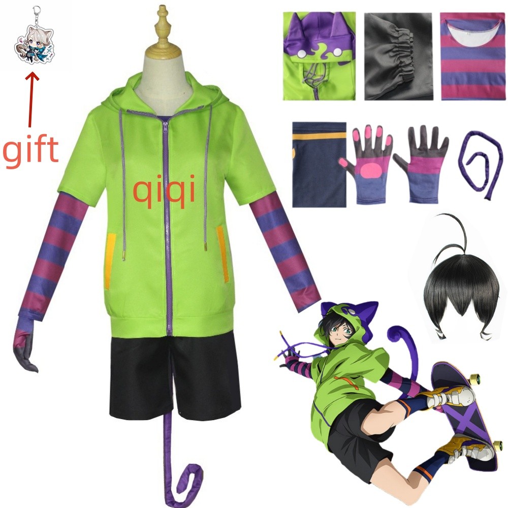 Anime Chinen Miya Cosplay Costume SK8 The Infinity Cosplay Uniform Sport Outfit Hoodie Tail Gloves W