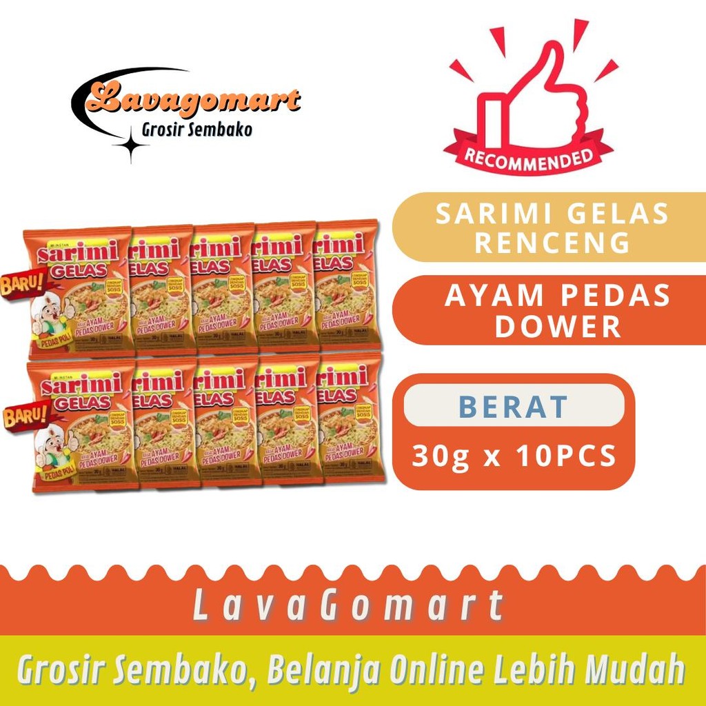 

SARIMI GELAS AYAM PEDAS DOWER 30g - 1RENCENG - LAVAGOMART - BANDUNG