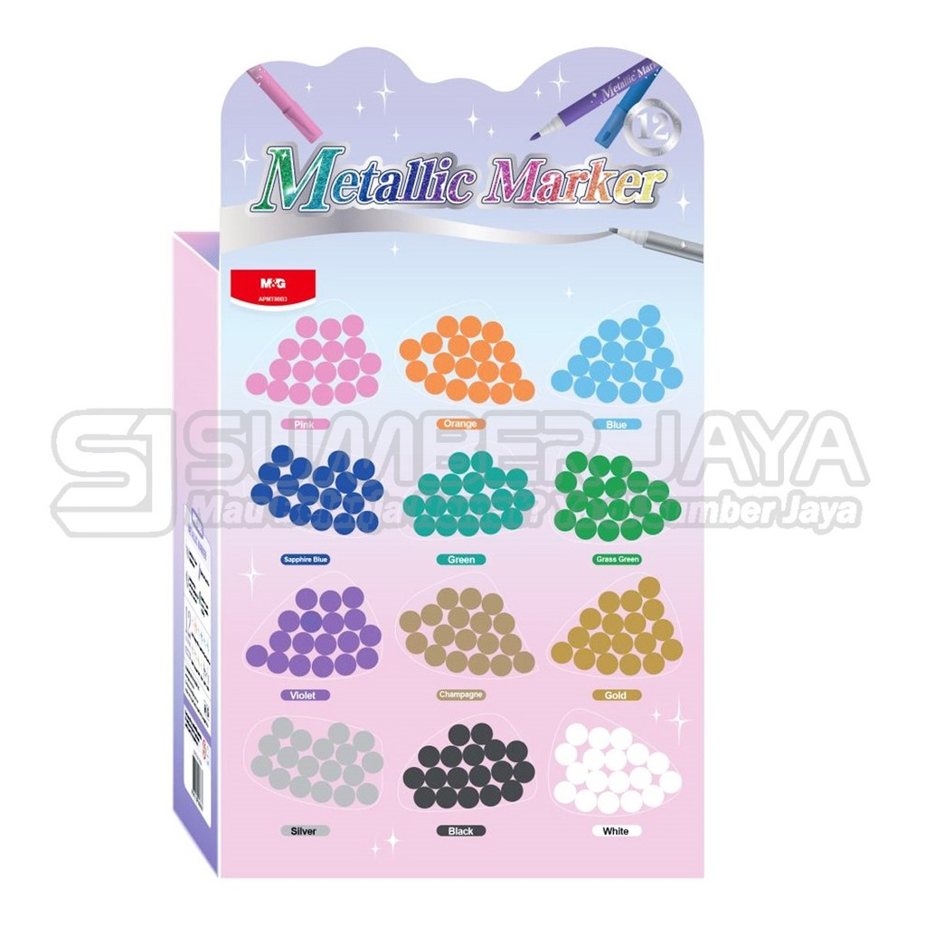 

Spidol Metalic Marker Set Spidol Metalik + Display M&G APMT80B3 Isi 12 Warna Isi 216 Pcs