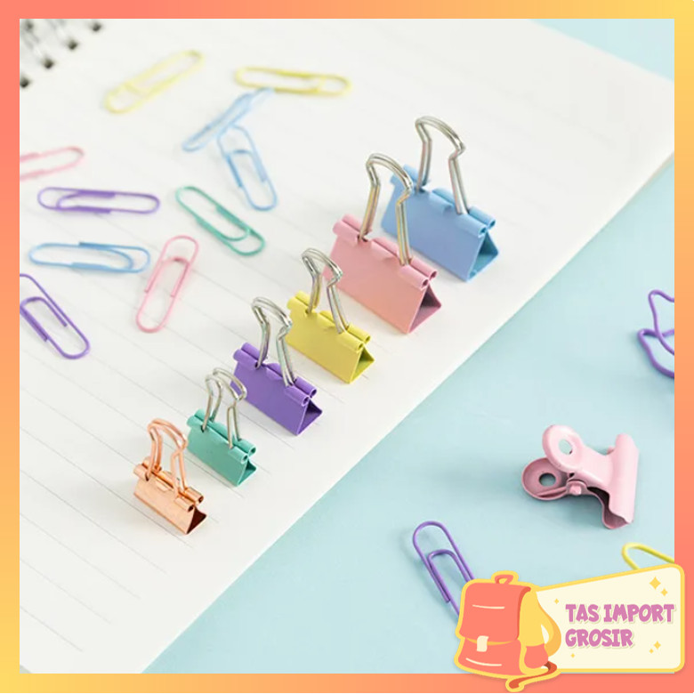 

Tas Import - S6244 Klip Penjepit Kertas File / 20 PCS Paper Clip Warna Pastel / Stationery Set Penjepit Klip Blinder / Paper Clip Polos