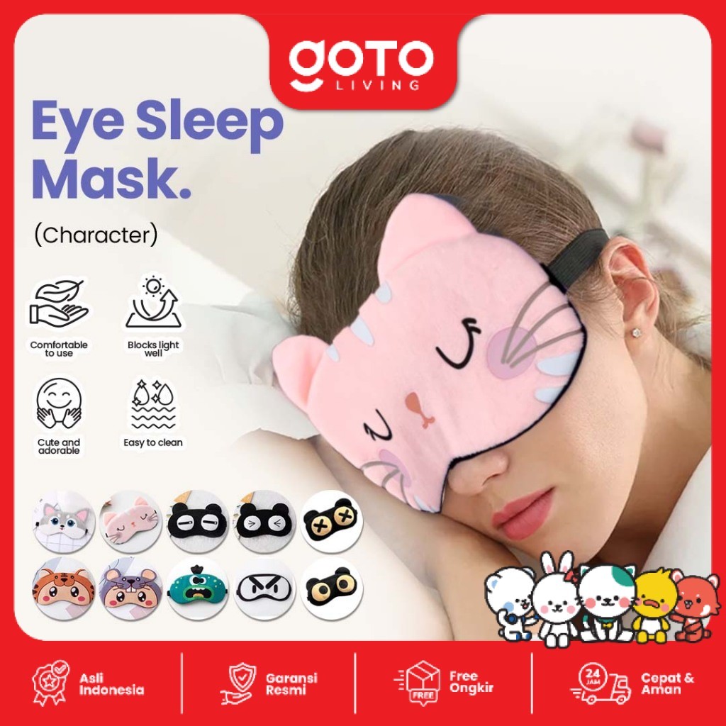 Goto Dreamy Sleeping Mask Penutup Mata Tidur Eye Cover Karakter Lucu