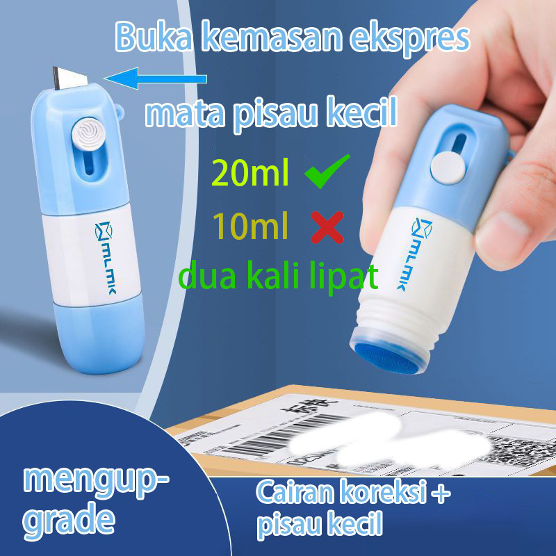 

Penghapus resi 2 in 1 Cutter pembuka paket Penghilang informasi resi mini Box package opener roller stamp lucu Cairan koreksi kertas