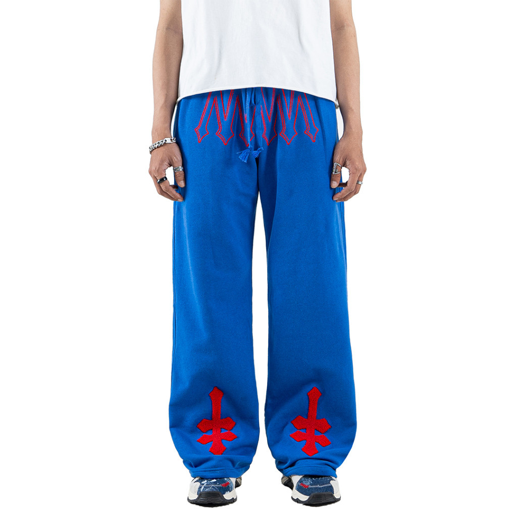 DENIMITUP H zigzag sweat pants - Sonic Blue - Celana panjang pria