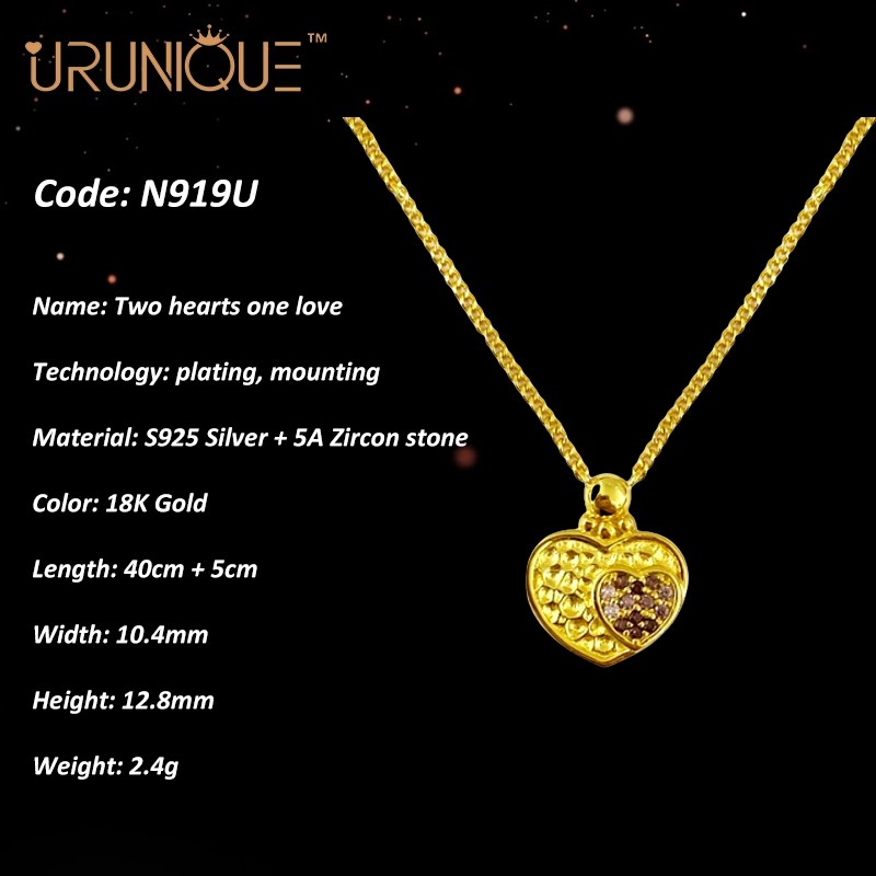 URUNIQUE Kalung Perak asli Kalung Liontin Wanita Fashion Kalung Emas asli 18K Gold