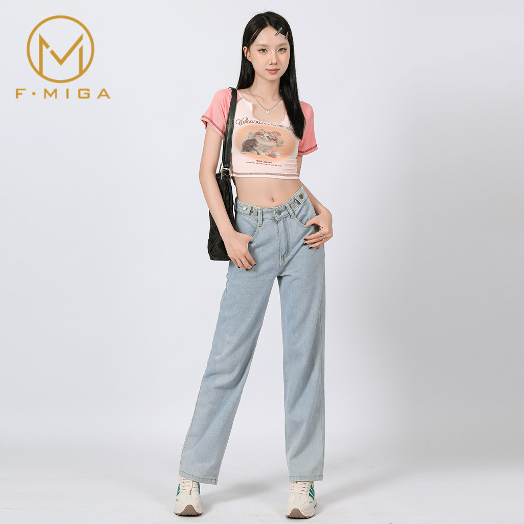 AX78F F·MIGA C2 Loose Jeans High Waist - Light