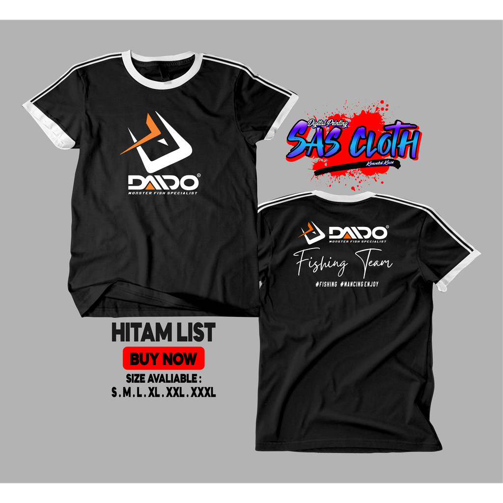 kaos Baju Tshirt DAIDO fishing team lengan pendek Baju mancing DAIDO FISHING Team terbaru cotton pre
