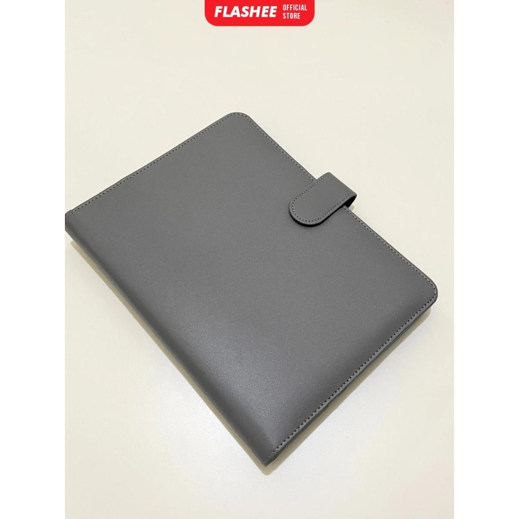 

Flashee Buku Binder Kulit B5 26 Ring Botebook Polos B5 Binder Abu Notebook Organizer Catatan Kerja