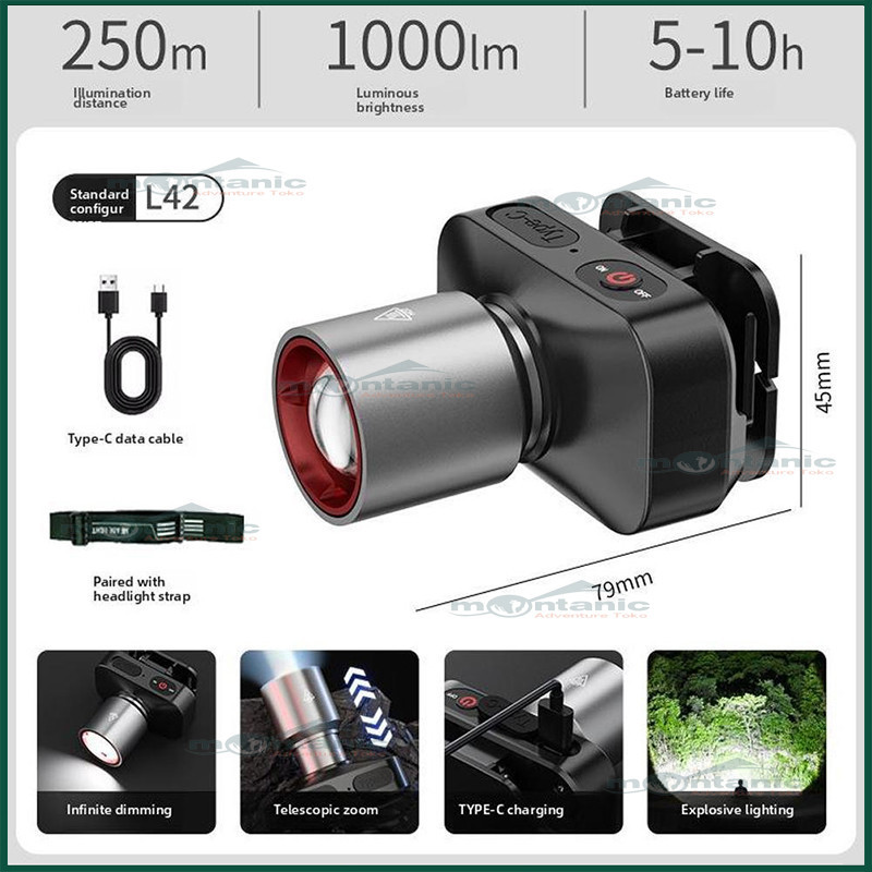 AOKI SENTER KEPALA ZOOM SUPER TERANG LED 60W RECHARGEABLE USB TYPE C SENTER KEPALA ZOOM AOKI AK-3685