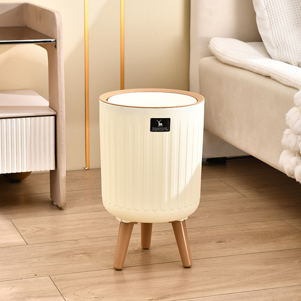 

7L High Foot Trash Can With Swing Lid Toilet Trash Bin Recycle Food Garbage Bin For Kitchen Bathroom Wastebasket