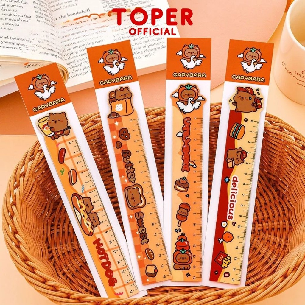 

TOPER Penggaris Lentur Capybara 15cm Ruler Garisan Lurus Karet Elastis Aesthetic Estetik Lucu
