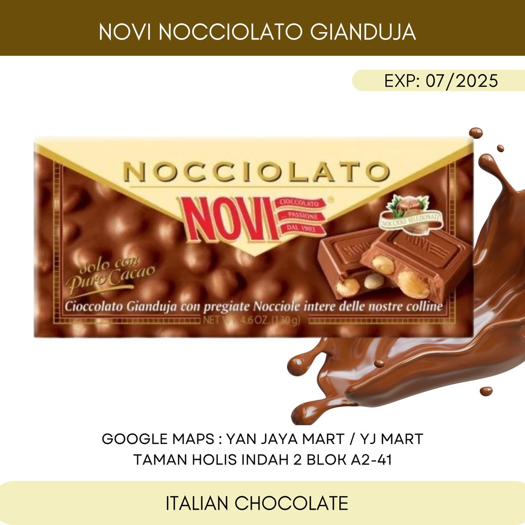 

Novi Nocciolato Gianduja / Cokelat Susu Kacang Hazelnut / Cokelat Italia / Coklat Italia / Italy / Chocolate 130g