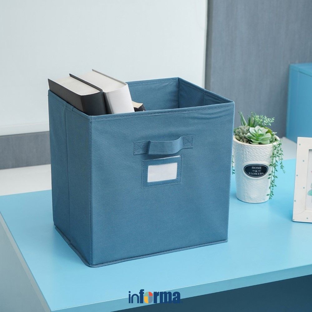 Informa 32x25x32 cm Kotak Penyimpanan Lipat - Biru Kotak Serbaguna Wadah Simpan Storage Box Boks Org