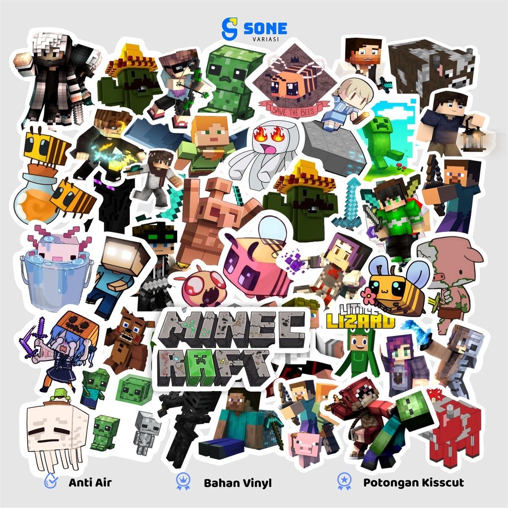 

Sticker Aesthetic MINECRAFT Bahan Vinyl Waterproof Sticker Laptop Koper Thumbler Journal Buku Notebook