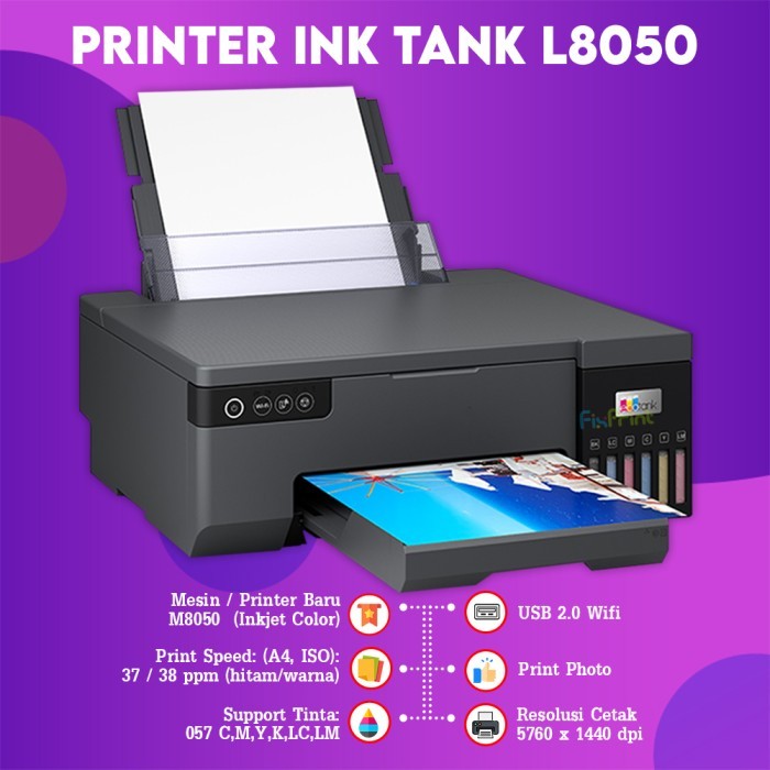 Printer Epson L8050 L 8050 Printer Photo A4 WiFi Tinta Epson 673