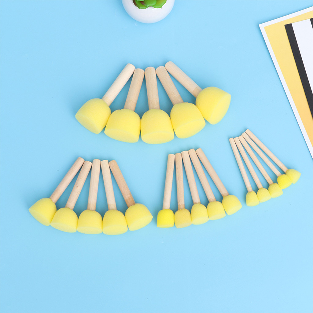 

20pcs Assorted Size Round Sponges Brush Set Kids Painting Tools Stippler (Yellow) sponge paint brush sponge brush paint