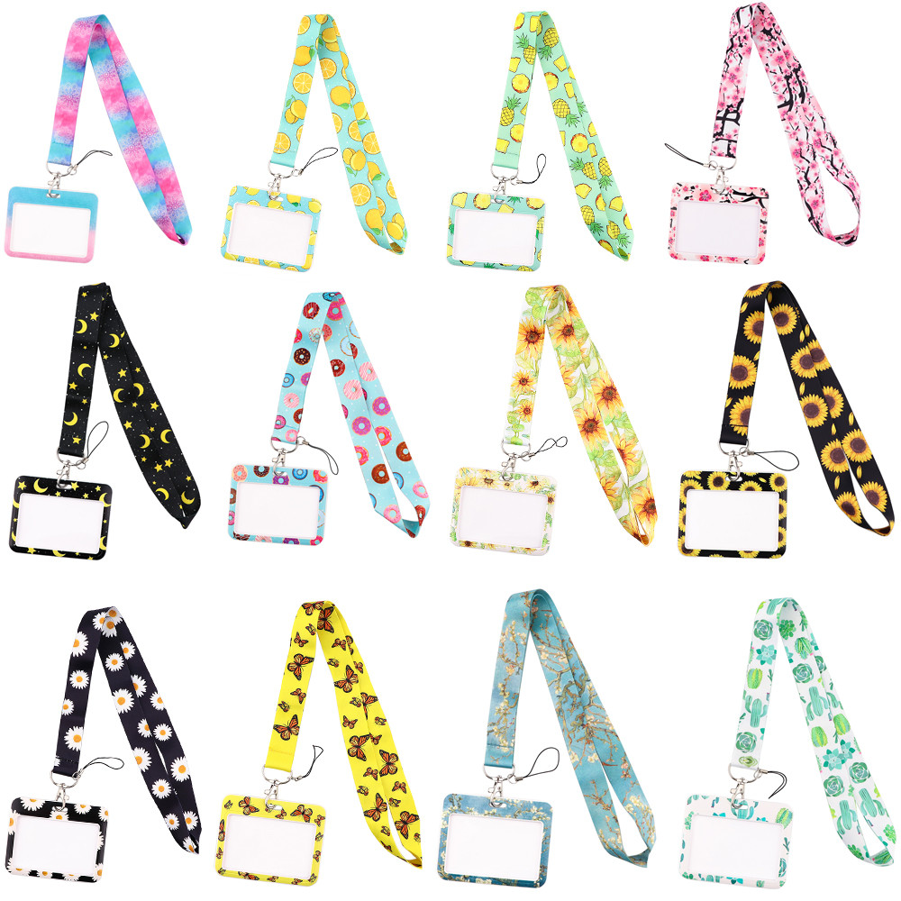 

CB899 Cherry Blossoms Art Fashion Black Cat Lanyard For Key ID Card Gym Cell Phone Strap USB Badge Holder DIY Lariat Lanyard
