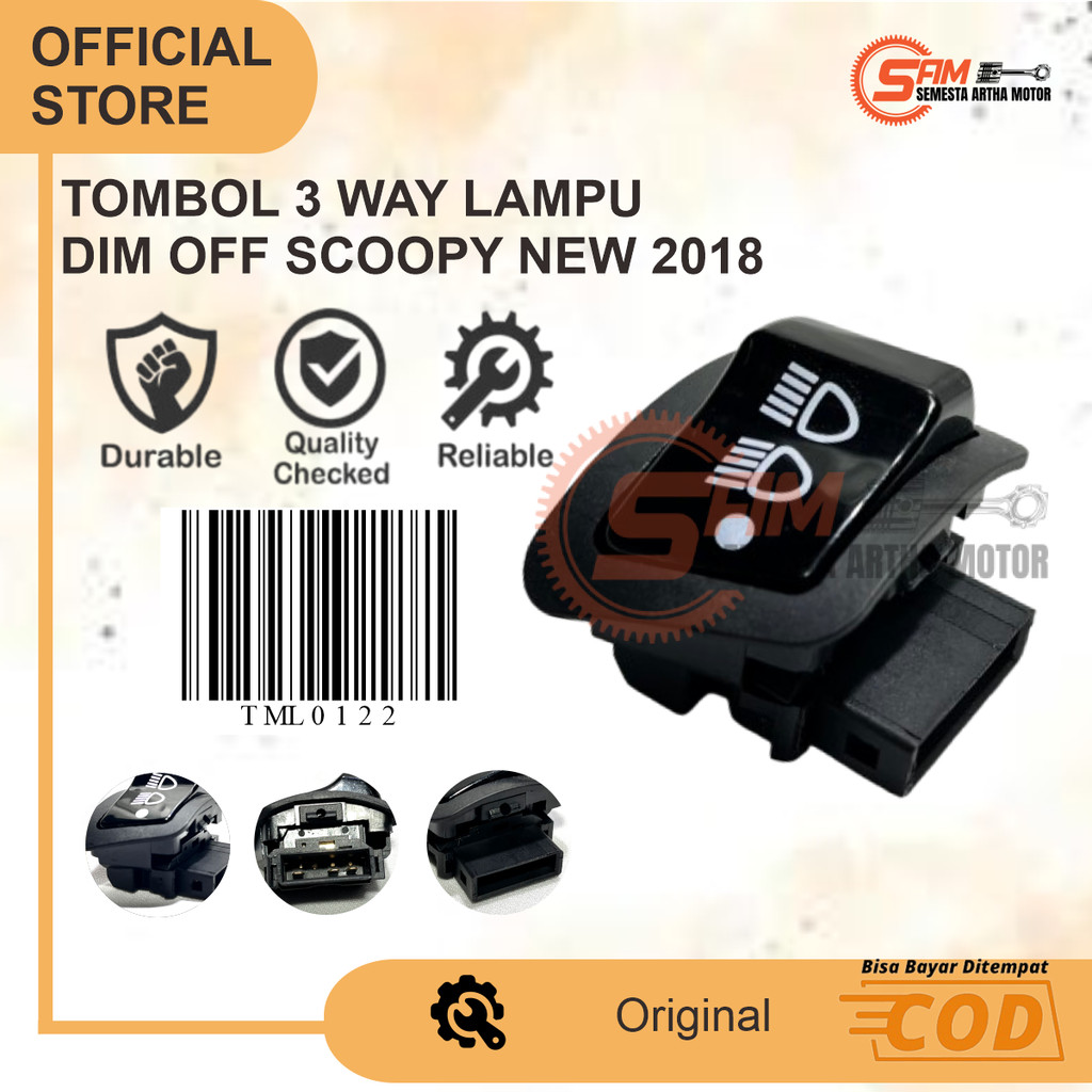 Tombol 3 Way Saklar Lampu Dim Off Scoopy New 2018 3 Mode Motor Honda