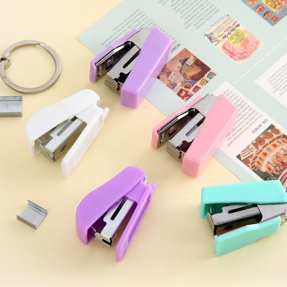 

Colorful Metal Mini Stapler ABS Solid Color Cute Cartoon Stapler Small Paper Stapler